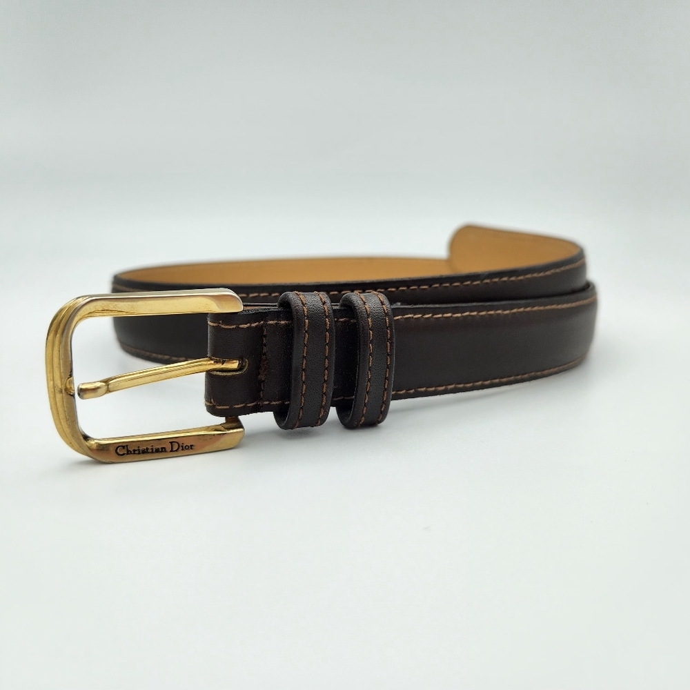 Dior Kids Belt in Brown with Gold Buckle